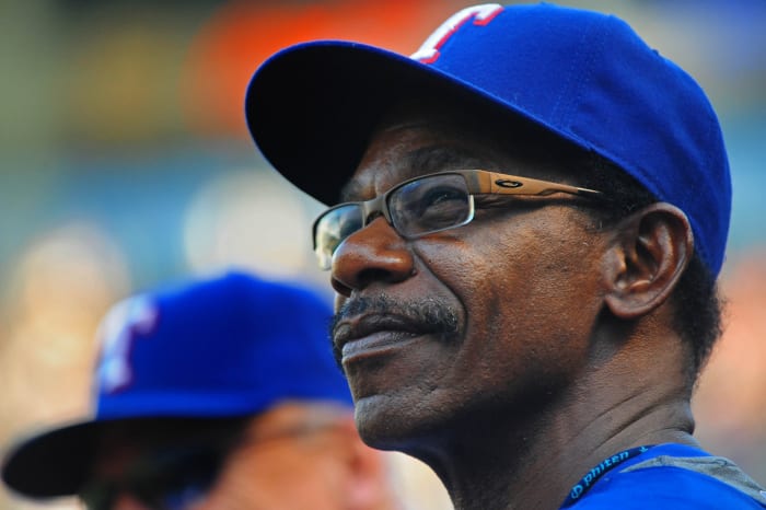 Jun. 18, 2008; Arlington, TX, USA; Texas Rangers manager Ron Washington against the Atlanta Braves at the Rangers Ballpark. Mandatory Credit: Mark J. Rebilas-USA TODAY Sports